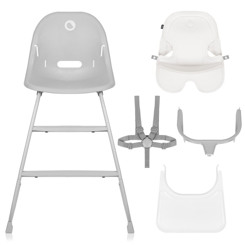 Scaun de masa, Lionelo, Dalia, 2 in 1, Transformabil, Cu 2 suporturi pentru picioare, Cu tavita detasabila, Sustine 60 kg, 6 luni+, Conform cu EN14988, Gri Stone [5]