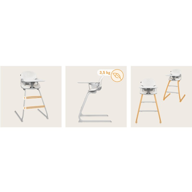 Scaun de masa, Lionelo, Dalia, 2 in 1, Transformabil, Cu 2 suporturi pentru picioare, Cu tavita detasabila, Sustine 60 kg, 6 luni+, Conform cu EN14988, Gri Stone [32]