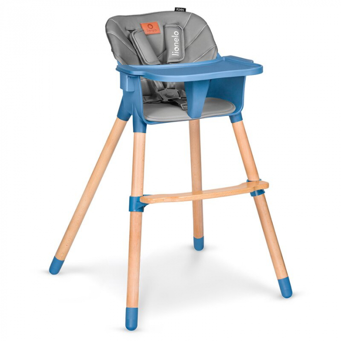 Scaun de masa, Lionelo, Koen, Din fag, 2 in 1, Transformabil, Sustine 30 kg, 6 luni+, Conform cu standardul european de securitate EN14988, Albastru [4]