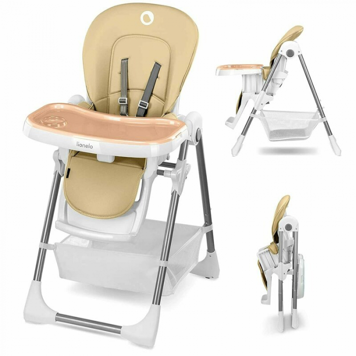 Scaun de masa, Lionelo, Linn Plus, Reglabil, 6 Pozitii pe inaltime, Spatar reglabil in 3 pozitii, Din metal, Conform cu standardul europeane de securitate EN14988, Bej [3]
