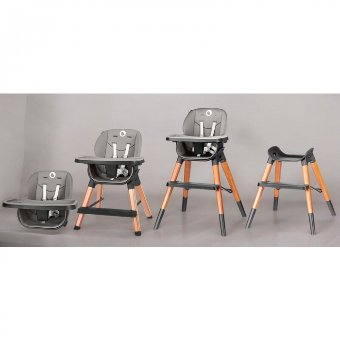 Scaun de masa, Lionelo, Mona, 4 in 1, Transformabil, Reglabil in inaltime in 3 pozitii, Conform cu standardele europene de securitate EN14988, EN16120, Black Onyx [6]