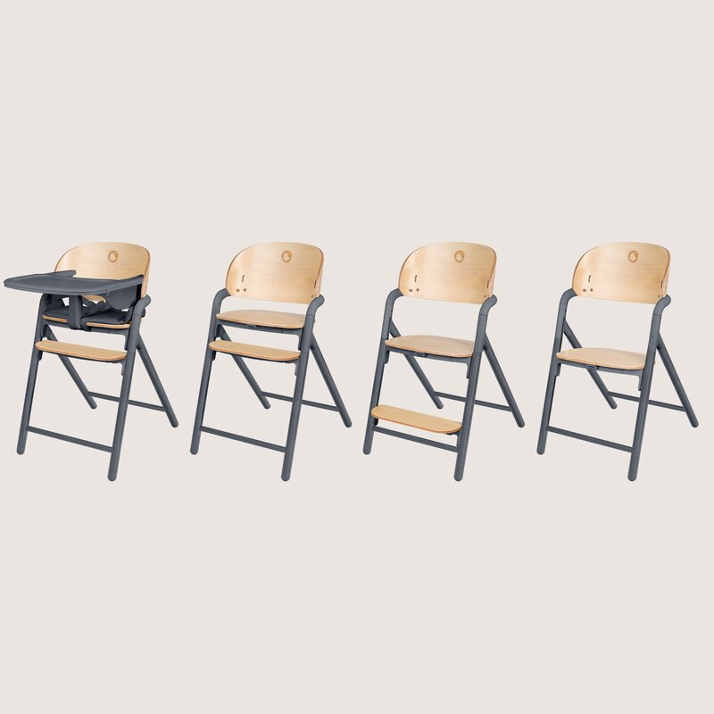 Scaun de masa multifunctional Celia, Lionelo, Din lemn de fag, 6 luni- adult, Reglabil pe inaltime, Spatar lat, Sezut ergonomic, Tavita silicon, Suport de picioare reglabil, Greutate maxima 90 Kg, Gri [5]