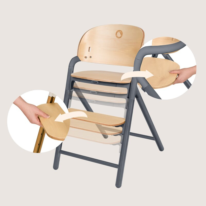 Scaun de masa multifunctional Celia, Lionelo, Din lemn de fag, 6 luni- adult, Reglabil pe inaltime, Spatar lat, Sezut ergonomic, Tavita silicon, Suport de picioare reglabil, Greutate maxima 90 Kg, Gri [23]