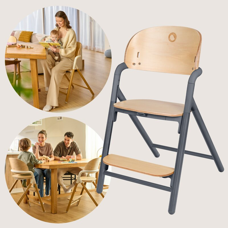 Scaun de masa multifunctional Celia, Lionelo, Din lemn de fag, 6 luni- adult, Reglabil pe inaltime, Spatar lat, Sezut ergonomic, Tavita silicon, Suport de picioare reglabil, Greutate maxima 90 Kg, Gri [28]