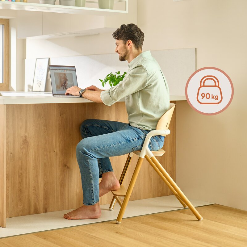 Scaun de masa multifunctional Celia, Lionelo, Din lemn de fag, 6 luni- adult, Reglabil pe inaltime, Spatar lat, Sezut ergonomic, Tavita silicon, Suport de picioare reglabil, Greutate maxima 90 Kg, Alb [21]