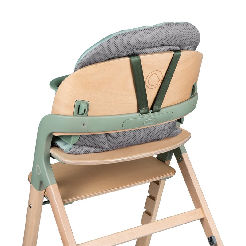 Scaun de masa multifunctional Megan, Lionelo, Din lemn de fag, 6 luni- adult, Reglabil pe inaltime, Husa impermeabila, Tavita silicon, Suport de picioare reglabil, Greutate maxima 110 Kg, Verde [15]
