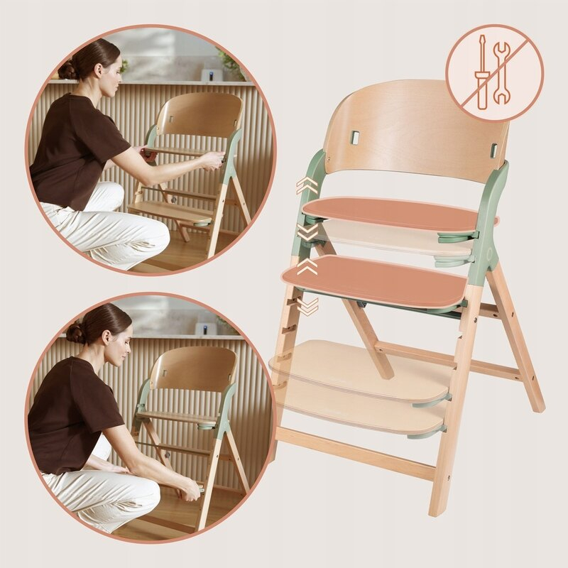 Scaun de masa multifunctional Megan, Lionelo, Din lemn de fag, 6 luni- adult, Reglabil pe inaltime, Husa impermeabila, Tavita silicon, Suport de picioare reglabil, Greutate maxima 110 Kg, Verde [18]