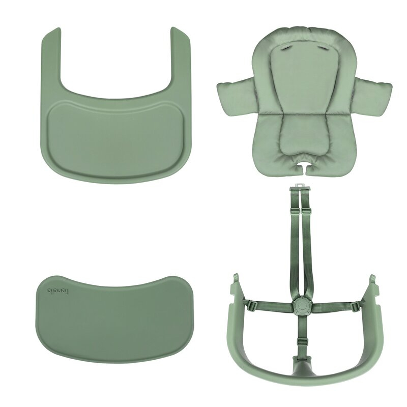 Scaun de masa multifunctional Megan, Lionelo, Din lemn de fag, 6 luni- adult, Reglabil pe inaltime, Husa impermeabila, Tavita silicon, Suport de picioare reglabil, Greutate maxima 110 Kg, Verde [17]