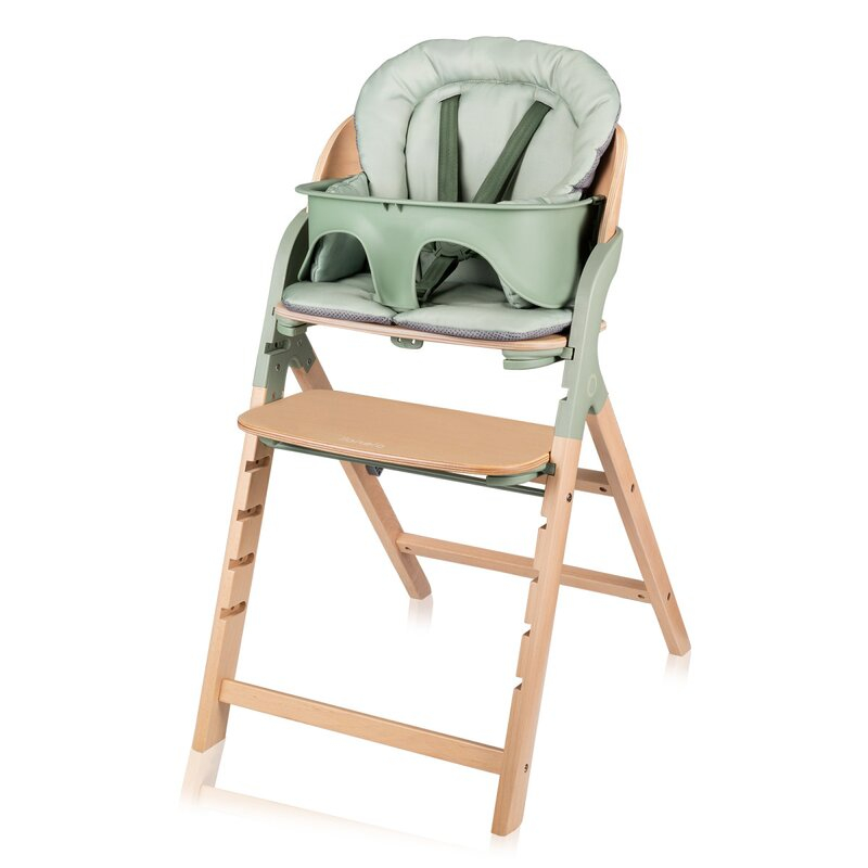 Scaun de masa multifunctional Megan, Lionelo, Din lemn de fag, 6 luni- adult, Reglabil pe inaltime, Husa impermeabila, Tavita silicon, Suport de picioare reglabil, Greutate maxima 110 Kg, Verde [5]