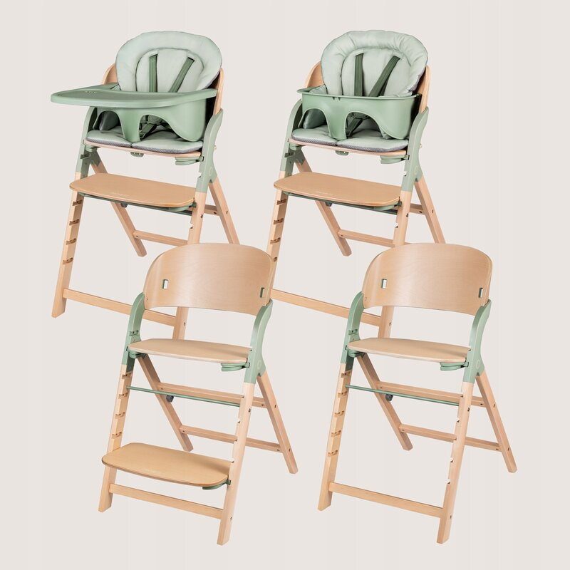 Scaun de masa multifunctional Megan, Lionelo, Din lemn de fag, 6 luni- adult, Reglabil pe inaltime, Husa impermeabila, Tavita silicon, Suport de picioare reglabil, Greutate maxima 110 Kg, Verde [21]