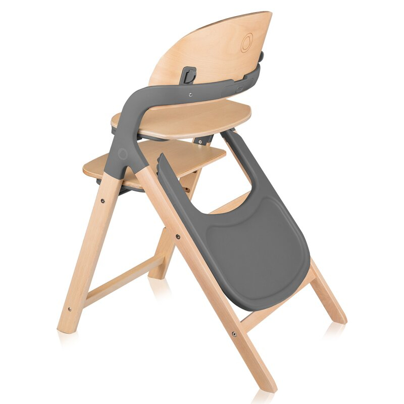 Scaun de masa multifunctional Megan, Lionelo, Din lemn de fag, 6 luni- adult, Reglabil pe inaltime, Husa impermeabila, Tavita silicon, Suport de picioare reglabil, Greutate maxima 110 Kg, Gri [12]