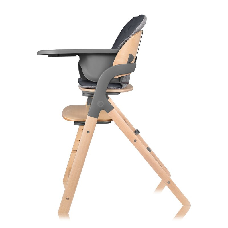 Scaun de masa multifunctional Megan, Lionelo, Din lemn de fag, 6 luni- adult, Reglabil pe inaltime, Husa impermeabila, Tavita silicon, Suport de picioare reglabil, Greutate maxima 110 Kg, Gri [6]