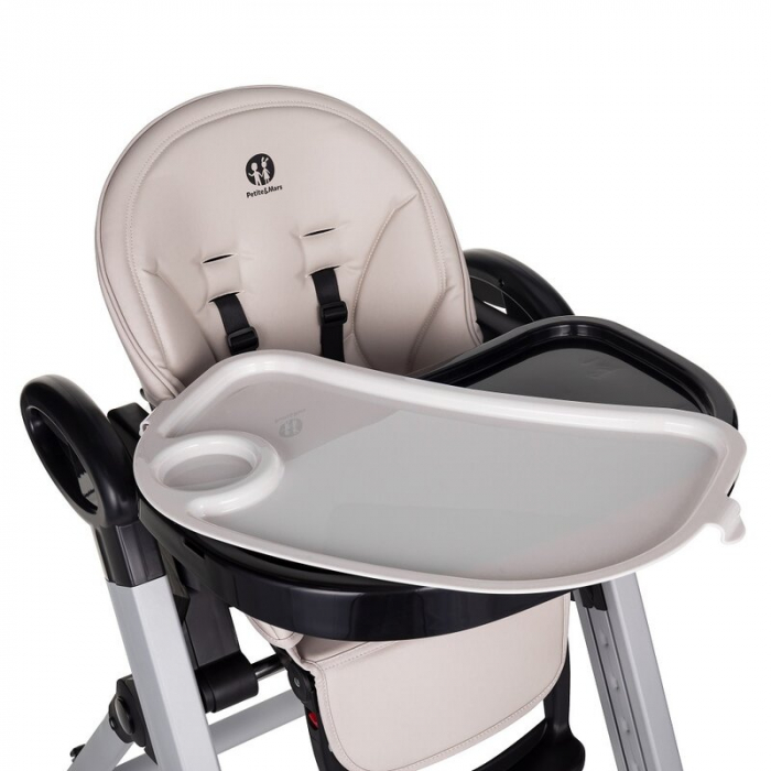 Scaun de masa, Petite&Mars, Tasty, Multifunctional, Pana la 15 kg, Reglabil pe inaltime in 7 pozitii, Spatar reglabil pana la 175 grade, Suport picioare si tavita reglabile, Cu roti, Aluminiu, Jasmine [11]