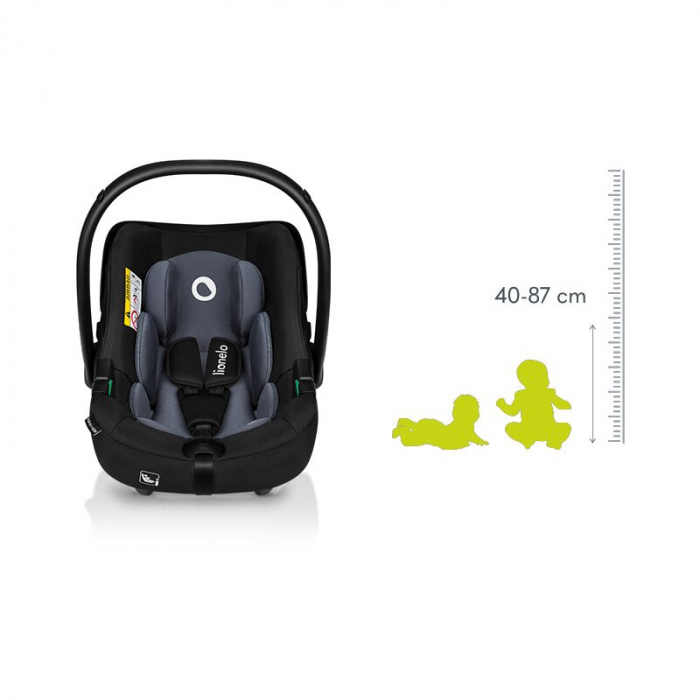 Scoica auto, Lionelo, i-Size Astrid, 0-13 Kg, 40-87 cm, Cu maner si capotina reglabile, Cu protectie laterala avansata, Salteluta confortabila, Testat ADAC, Conform cu standardul european de securitat [12]