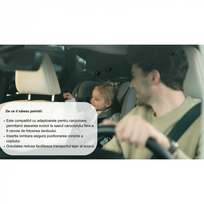 Scoica auto, Lionelo, i-Size Astrid, 0-13 Kg, 40-87 cm, Cu maner si capotina reglabile, Cu protectie laterala avansata, Salteluta confortabila, Testat ADAC, Conform cu standardul european de securitat [17]