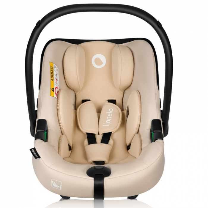 Scoica auto, Lionelo, i-Size Astrid, Include baza Isofix, 0-13 Kg, 40-87 cm, Cu maner si capotina reglabile, Cu protectie laterala avansata, Salteluta confortabila, Testat ADAC, Conform cu R129, Bej [8]