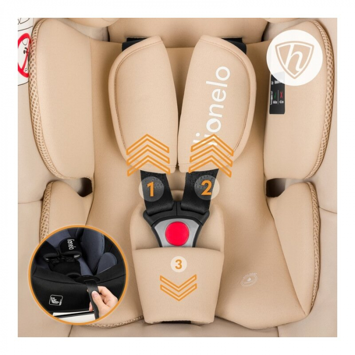 Scoica auto, Lionelo, i-Size Astrid, Include baza Isofix, 0-13 Kg, 40-87 cm, Cu maner si capotina reglabile, Cu protectie laterala avansata, Salteluta confortabila, Testat ADAC, Conform cu R129, Bej [27]