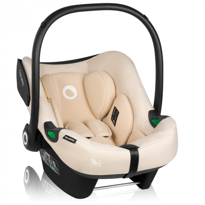 Scoica auto, Lionelo, i-Size Astrid, Include baza Isofix, 0-13 Kg, 40-87 cm, Cu maner si capotina reglabile, Cu protectie laterala avansata, Salteluta confortabila, Testat ADAC, Conform cu R129, Bej [11]