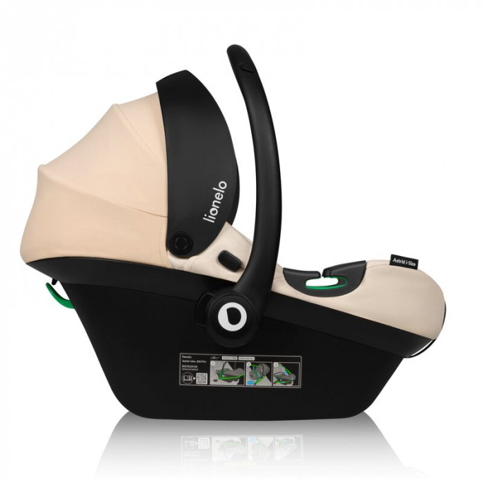 Scoica auto, Lionelo, i-Size Astrid, Include baza Isofix, 0-13 Kg, 40-87 cm, Cu maner si capotina reglabile, Cu protectie laterala avansata, Salteluta confortabila, Testat ADAC, Conform cu R129, Bej [9]