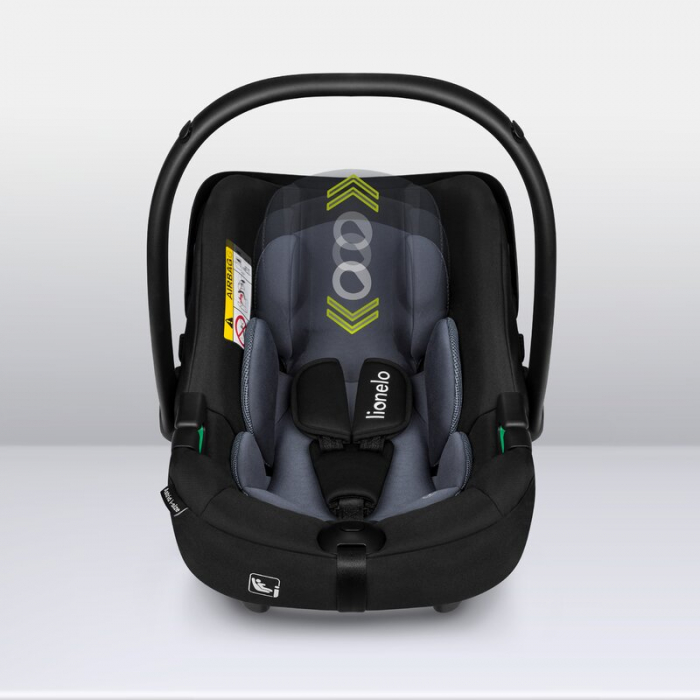 Scoica auto, Lionelo, i-Size Astrid, Include baza Isofix, 0-13 Kg, 40-87 cm, Cu maner si capotina reglabile, Cu protectie laterala avansata, Salteluta confortabila, Testat ADAC, Conform cu R129, Negru [28]