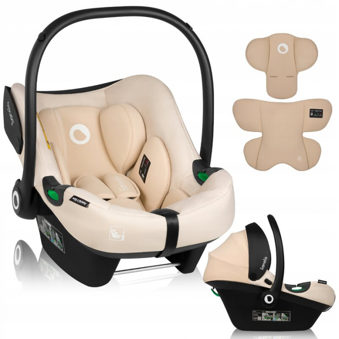 Scoica auto, Lionelo, i-Size Astrid, Include baza Isofix, 0-13 Kg, 40-87 cm, Cu maner si capotina reglabile, Cu protectie laterala avansata, Salteluta confortabila, Testat ADAC, Conform cu R129, Bej [21]