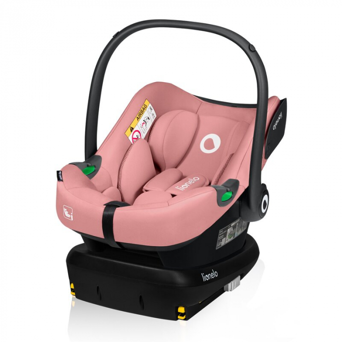 Scoica auto, Lionelo, i-Size Astrid, Include baza Isofix, 0-13 Kg, 40-87 cm, Cu maner si capotina reglabile, Cu protectie laterala avansata, Salteluta confortabila, Testat ADAC, Conform cu R129, Roz [5]