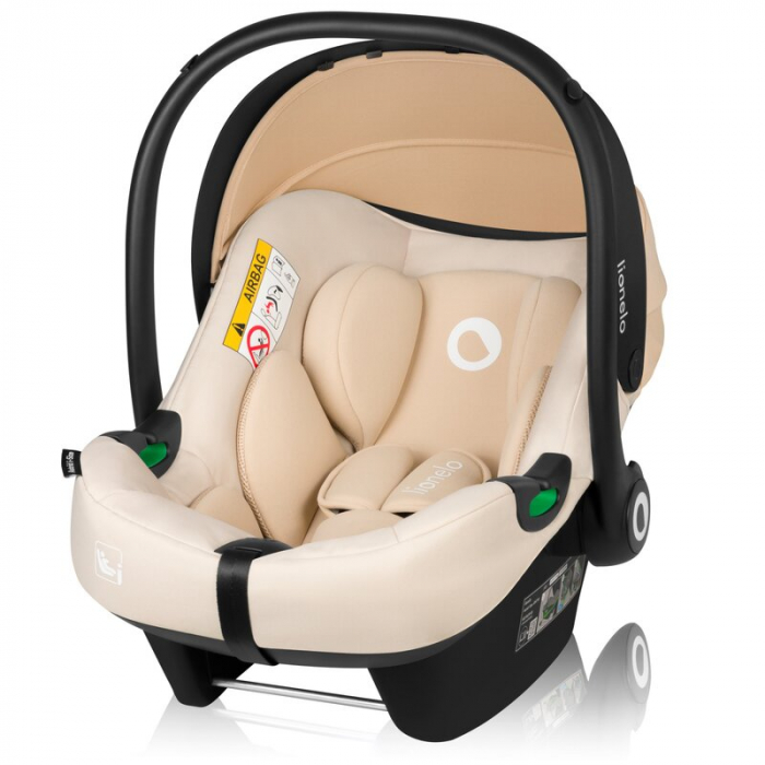 Scoica auto, Lionelo, i-Size Astrid, Include baza Isofix, 0-13 Kg, 40-87 cm, Cu maner si capotina reglabile, Cu protectie laterala avansata, Salteluta confortabila, Testat ADAC, Conform cu R129, Bej [6]