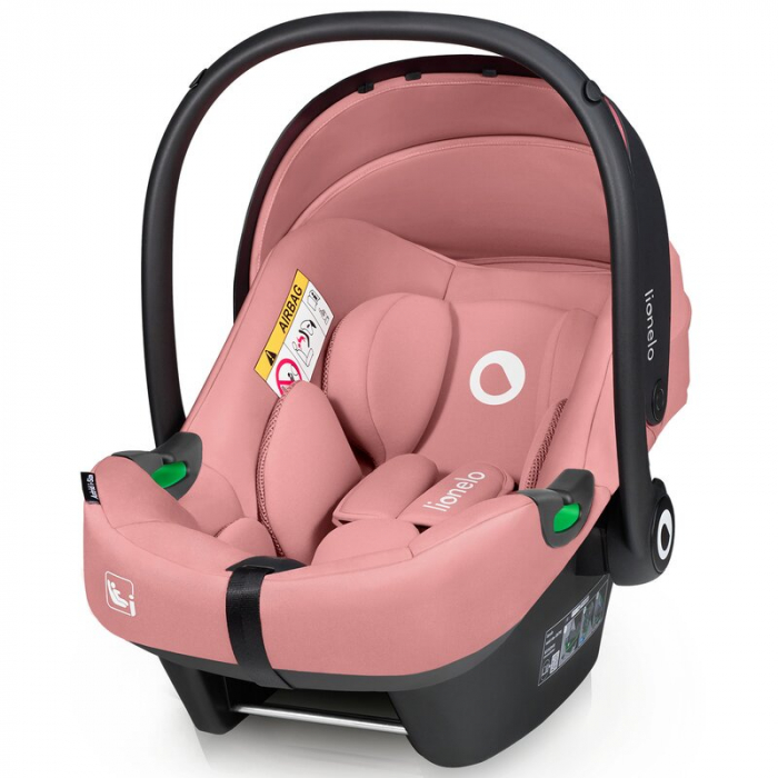 Scoica auto, Lionelo, i-Size Astrid, Include baza Isofix, 0-13 Kg, 40-87 cm, Cu maner si capotina reglabile, Cu protectie laterala avansata, Salteluta confortabila, Testat ADAC, Conform cu R129, Roz [9]