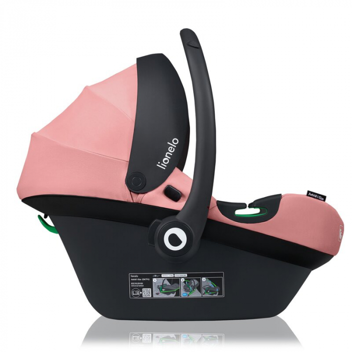 Scoica auto, Lionelo, i-Size Astrid, Include baza Isofix, 0-13 Kg, 40-87 cm, Cu maner si capotina reglabile, Cu protectie laterala avansata, Salteluta confortabila, Testat ADAC, Conform cu R129, Roz [15]