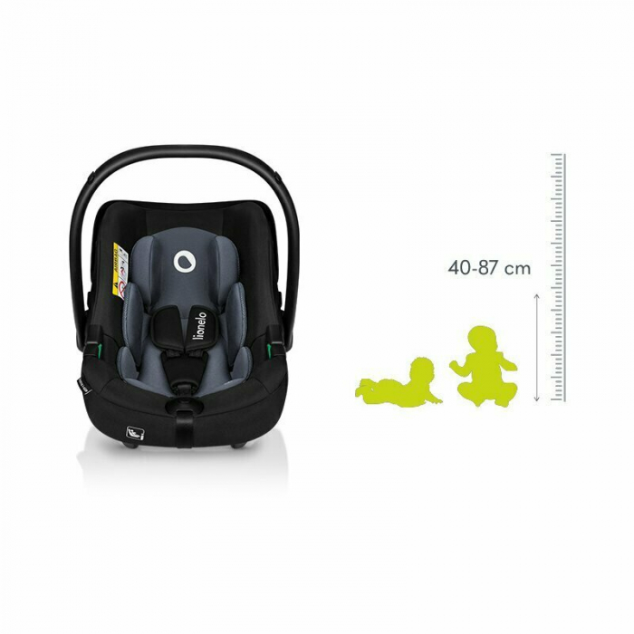 Scoica auto, Lionelo, i-Size Astrid, Include baza Isofix, 0-13 Kg, 40-87 cm, Cu maner si capotina reglabile, Cu protectie laterala avansata, Salteluta confortabila, Testat ADAC, Conform cu R129, Negru [21]