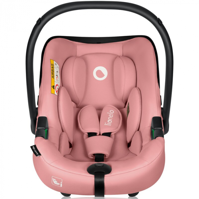Scoica auto, Lionelo, i-Size Astrid, Include baza Isofix, 0-13 Kg, 40-87 cm, Cu maner si capotina reglabile, Cu protectie laterala avansata, Salteluta confortabila, Testat ADAC, Conform cu R129, Roz [12]