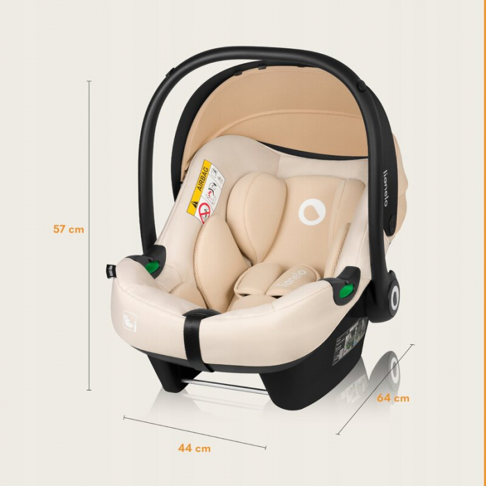 Scoica auto, Lionelo, i-Size Astrid, Include baza Isofix, 0-13 Kg, 40-87 cm, Cu maner si capotina reglabile, Cu protectie laterala avansata, Salteluta confortabila, Testat ADAC, Conform cu R129, Bej [24]