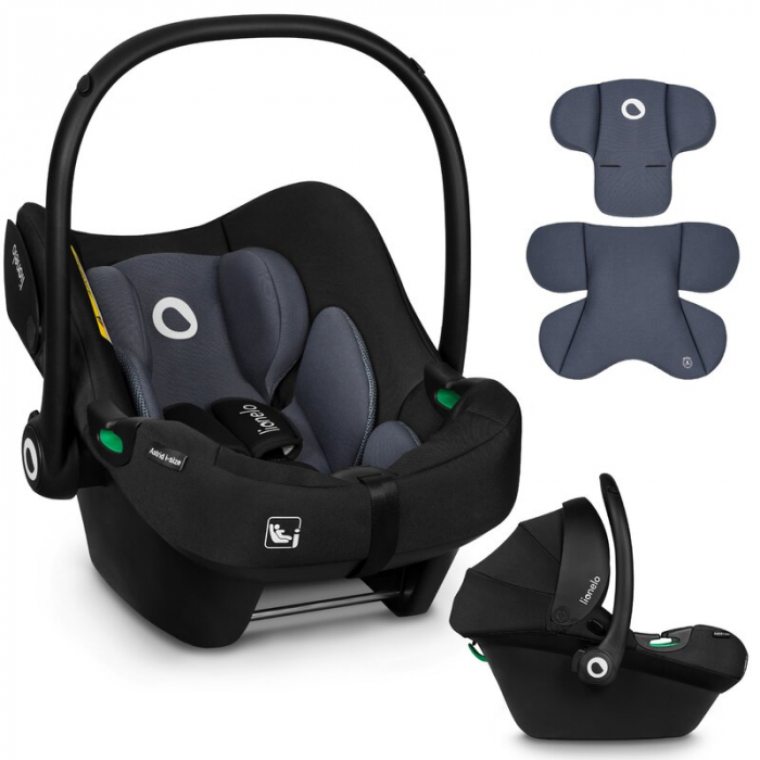 Scoica auto, Lionelo, i-Size Astrid, Include baza Isofix, 0-13 Kg, 40-87 cm, Cu maner si capotina reglabile, Cu protectie laterala avansata, Salteluta confortabila, Testat ADAC, Conform cu R129, Negru [20]