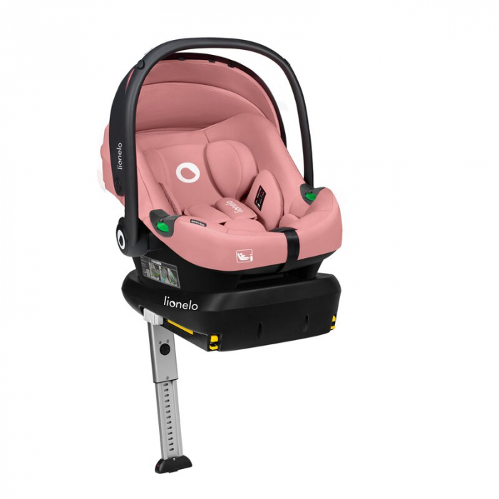 Scoica auto, Lionelo, i-Size Astrid, Include baza Isofix, 0-13 Kg, 40-87 cm, Cu maner si capotina reglabile, Cu protectie laterala avansata, Salteluta confortabila, Testat ADAC, Conform cu R129, Roz [3]