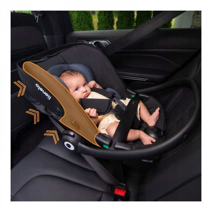 Scoica auto, Lionelo, i-Size Astrid, Include baza Isofix, 0-13 Kg, 40-87 cm, Cu maner si capotina reglabile, Cu protectie laterala avansata, Salteluta confortabila, Testat ADAC, Conform cu R129, Bej [29]