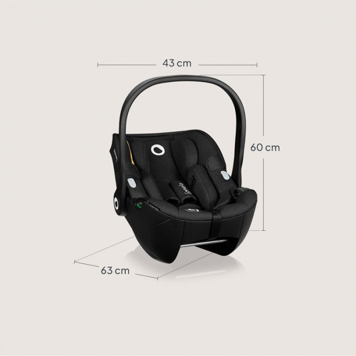 Scoica auto, Lionelo, Moxie, i-Size, 40-87 cm, Tetiera reglabila, intarita cu spuma de memorie, Carcasa ventilata, Din bambus, Protectie avansata, Conform cu R129, Negru [14]