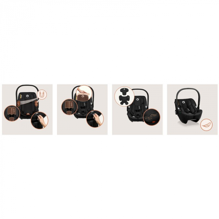 Scoica auto, Lionelo, Moxie, i-Size, 40-87 cm, Tetiera reglabila, intarita cu spuma de memorie, Carcasa ventilata, Din bambus, Protectie avansata, Conform cu R129, Negru [23]
