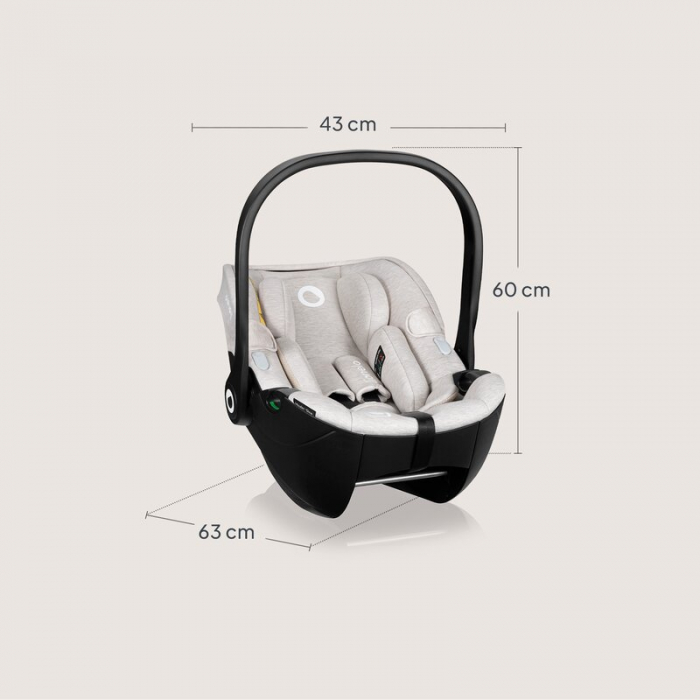 Scoica auto, Lionelo, Moxie, i-Size, 40-87 cm, Tetiera reglabila, intarita cu spuma de memorie, Carcasa ventilata, Din bambus, Protectie avansata, Conform cu R129, Bej [15]