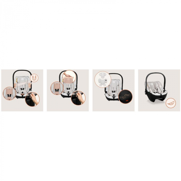 Scoica auto, Lionelo, Moxie, i-Size, Include baza rotativa 360 cu picior de fixare, 40-87 cm, Tetiera reglabila, intarita cu spuma de memorie, Carcasa ventilata, Din bambus, Protectie avansata, Confor [31]