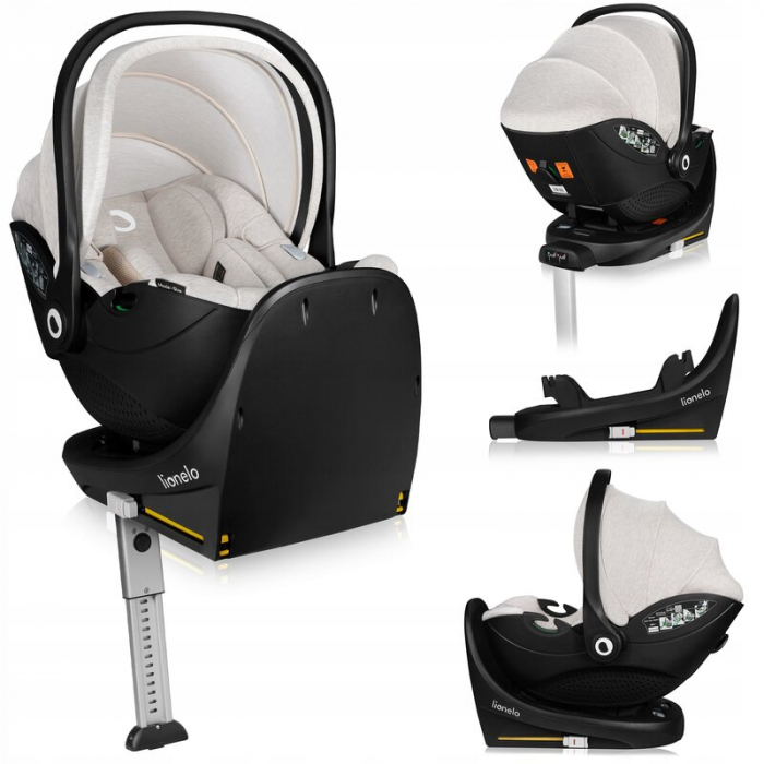 Scoica auto, Lionelo, Moxie, i-Size, Include baza rotativa 360 cu picior de fixare, 40-87 cm, Tetiera reglabila, intarita cu spuma de memorie, Carcasa ventilata, Din bambus, Protectie avansata, Confor [3]