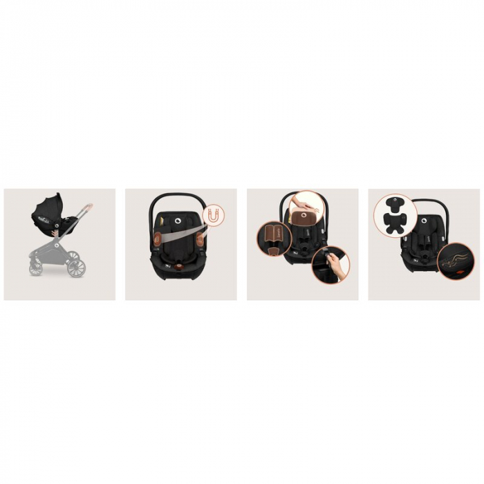 Scoica auto, Lionelo, Moxie, i-Size, Include baza rotativa 360 cu picior de fixare, 40-87 cm, Tetiera reglabila, intarita cu spuma de memorie, Carcasa ventilata, Din bambus, Protectie avansata, Confor [31]