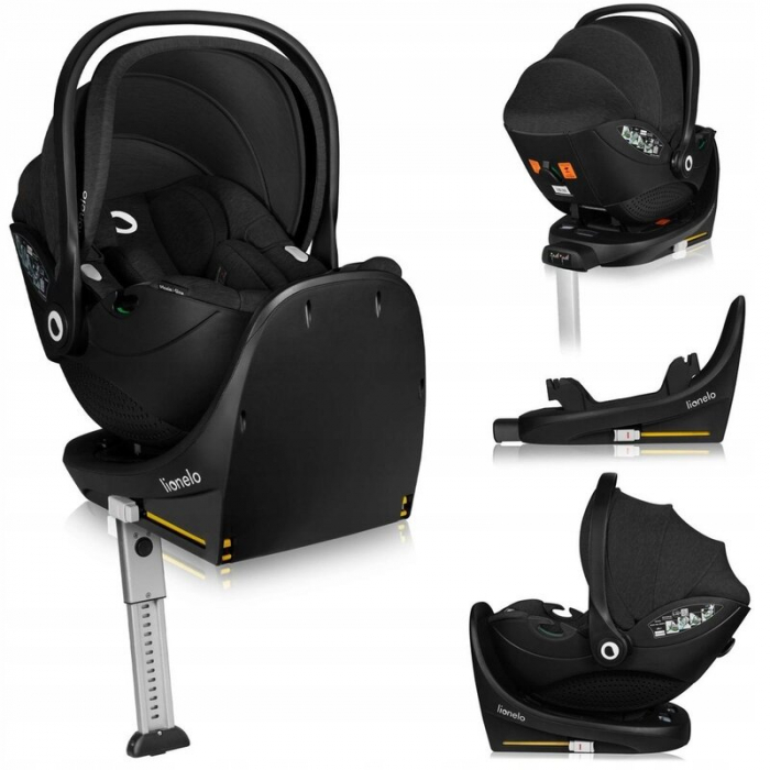 Scoica auto, Lionelo, Moxie, i-Size, Include baza rotativa 360 cu picior de fixare, 40-87 cm, Tetiera reglabila, intarita cu spuma de memorie, Carcasa ventilata, Din bambus, Protectie avansata, Confor [3]