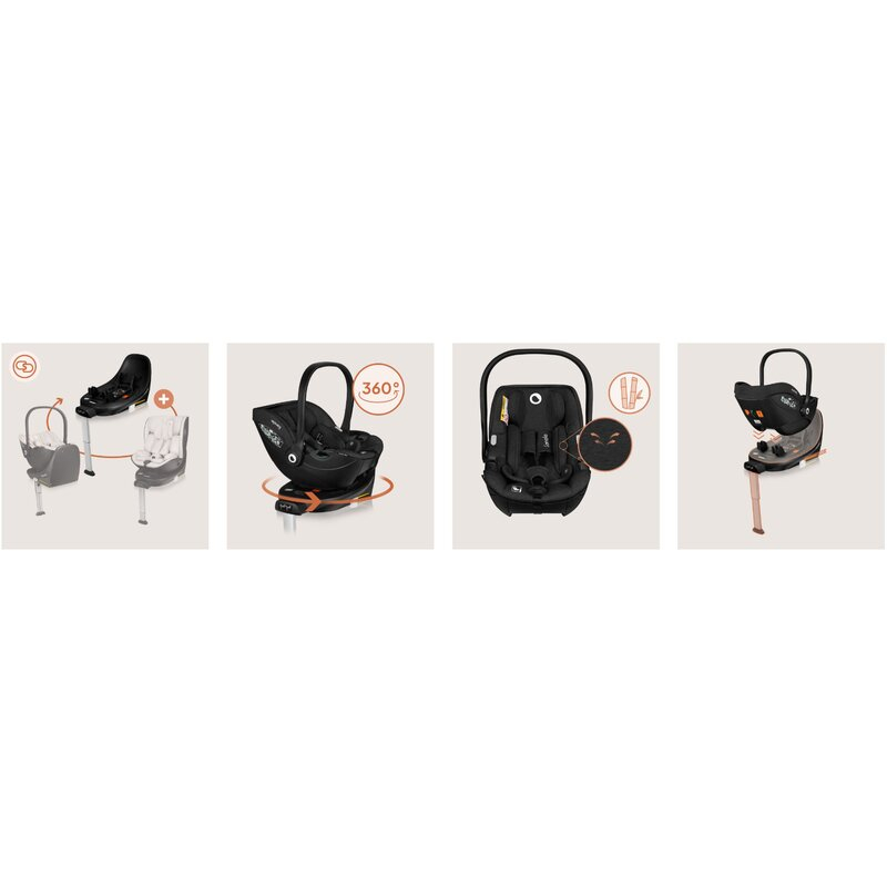 Scoica auto, Lionelo, Moxie, i-Size, Include baza rotativa 360 cu picior de fixare, 40-87 cm, Tetiera reglabila, intarita cu spuma de memorie, Carcasa ventilata, Din bambus, Protectie avansata, Confor [36]