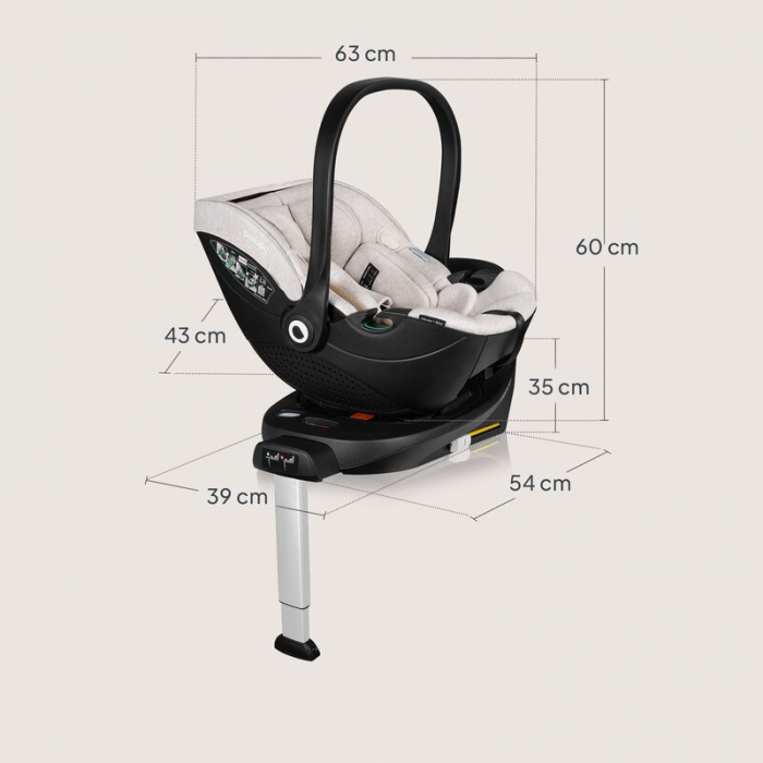 Scoica auto, Lionelo, Moxie, i-Size, Include baza rotativa 360 cu picior de fixare, 40-87 cm, Tetiera reglabila, intarita cu spuma de memorie, Carcasa ventilata, Din bambus, Protectie avansata, Confor [29]