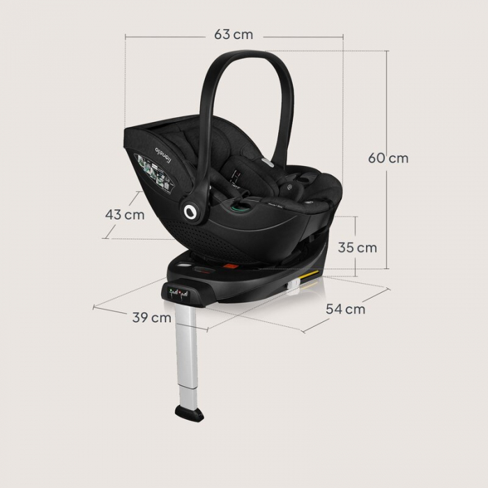 Scoica auto, Lionelo, Moxie, i-Size, Include baza rotativa 360 cu picior de fixare, 40-87 cm, Tetiera reglabila, intarita cu spuma de memorie, Carcasa ventilata, Din bambus, Protectie avansata, Confor [29]