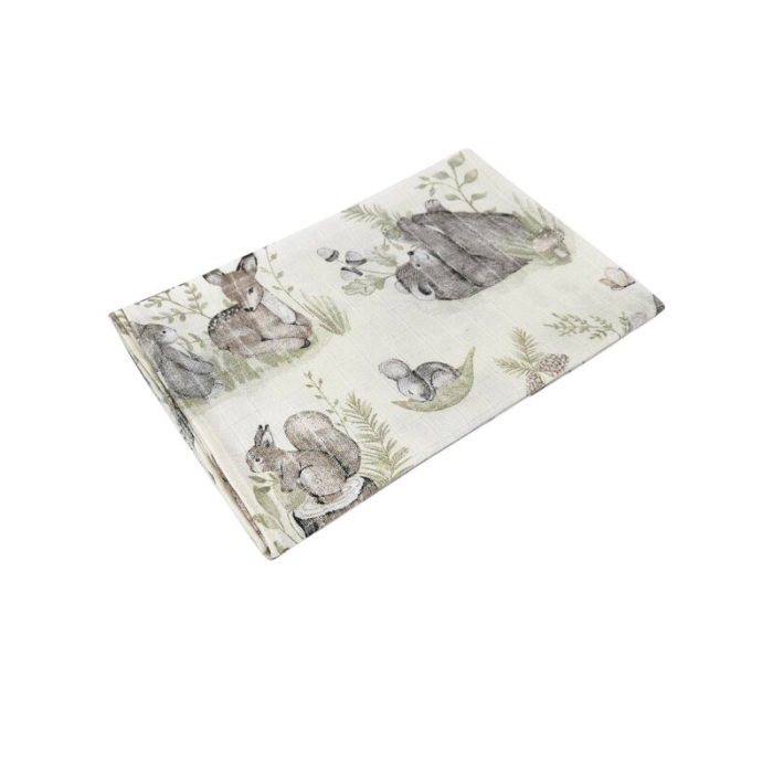 Scutec tetra, MimiNu, Din bumbac, Refolosibil, Cu multiple intrebuintari, Dimensiune 70x80 cm, Din bumbac certificat Oeko Tex Standard 100, Design, Calm Forest Natural [1]