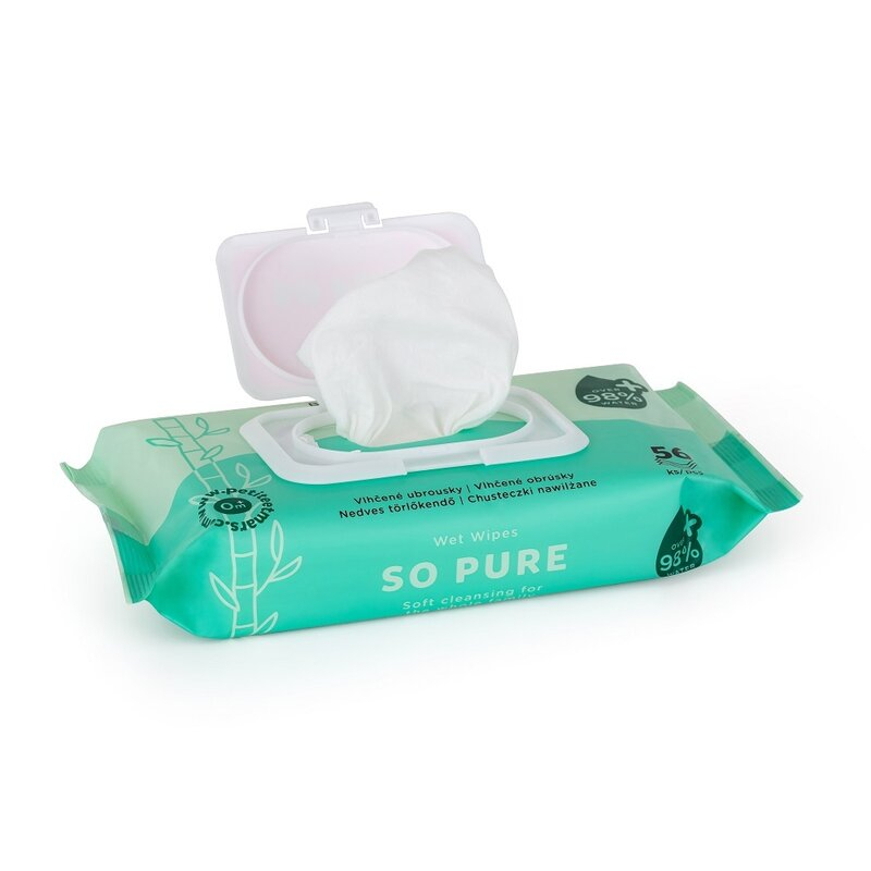 Servetele umede, Petite&Mars, 56 de bucati, 98% apa, Multifunctionale, Din bambus, Fara parfum, Ideale pentru pielea sensibila a bebelusului, Alb [1]