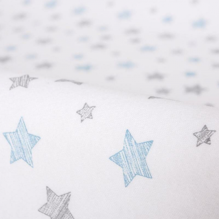 Set 2 huse, Ceba Baby, Pentru saltea de infasat, 50x70 cm, Certificat Oeko-Tex Standard 100, Bumbac, Blue/Blue Stars [5]