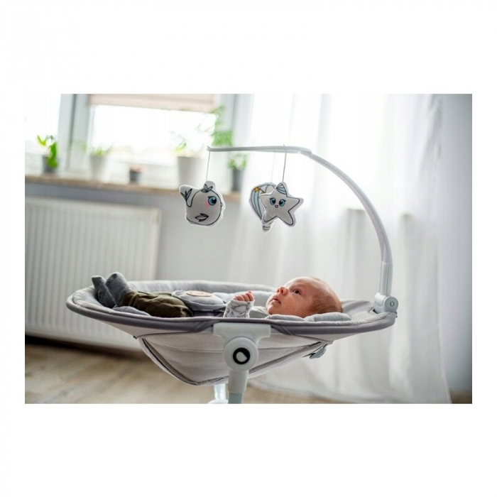 Set 2 in 1, Balansoar si landou, Lionelo, Bella, Rotative 360, Ecran tactil si telecomanda, Electric, Scaun reglabil, 6 miscari unice, 5 viteze, Cu melodii, Gri [17]