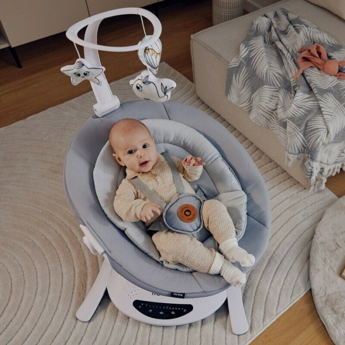 Set 2 in 1, Balansoar si landou, Lionelo, Bella, Rotative 360, Ecran tactil si telecomanda, Electric, Scaun reglabil, 6 miscari unice, 5 viteze, Cu melodii, Gri [18]